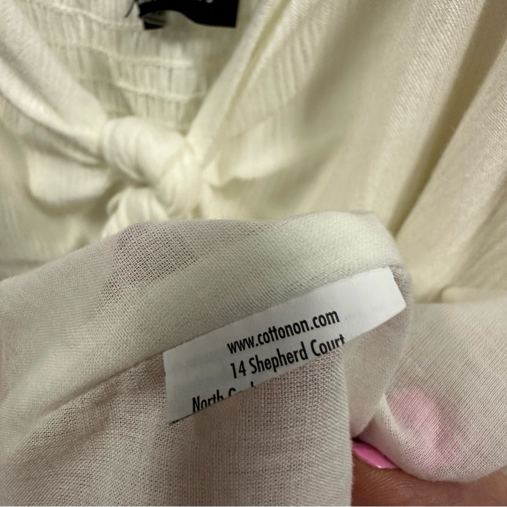 Cotton On White Tie Front Empire Waist Sleeveless Flowy Mini Dress Womens Large - Picture 8 of 8